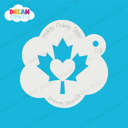 Picture of Canada Maple Leaf Heart - Mylar Stencil - 03