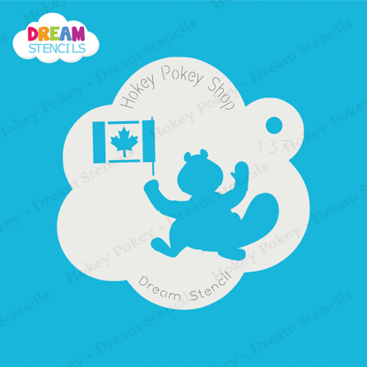 Picture of Canadian Beaver With Flag - Mylar Stencil - 137