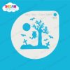 Picture of Spooky Graveyard With Owl - Mylar Stencil - 188
