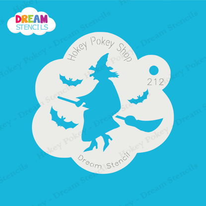 Picture of Witch With Bats - Mylar Stencil - 212