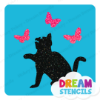 Picture of Sitting Cat With Butterflies - Vinyl Stencil - 199