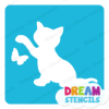 Picture of Playful Kitten With Butterfly - Vinyl Stencil - 200