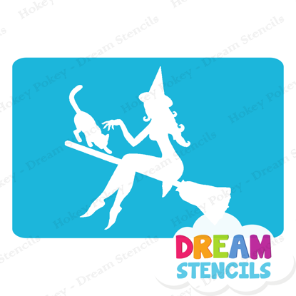 Picture of Wicked Witch With A Cat  - Vinyl Stencil -189