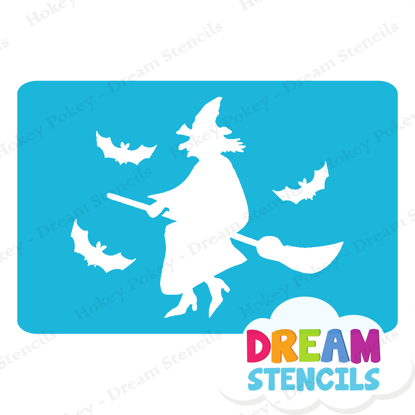Picture of Witch With Bats  - Vinyl Stencil -191