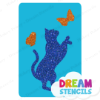 Picture of Standing Cat With Butterflies - Vinyl Stencil - 198
