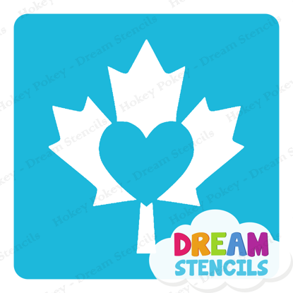 Picture of Canada Maple Leaf Heart - Vinyl Stencil - 222