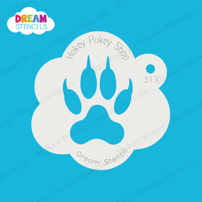 Picture of Paw Print with Claws - Mylar Stencil - 317